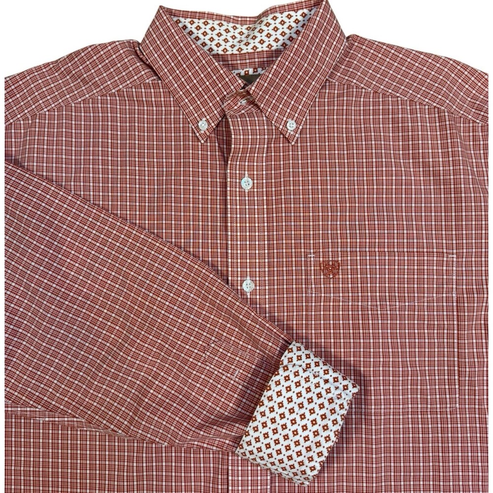 Ariat Westwood Button Down Shirt Men Large Classic Fit Flip Cuff LS Wrinkle Free